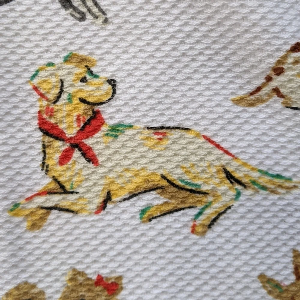 Boston Terrier Various Breed Dog Print Kitchen Towel Set Of Two White Multi NWT